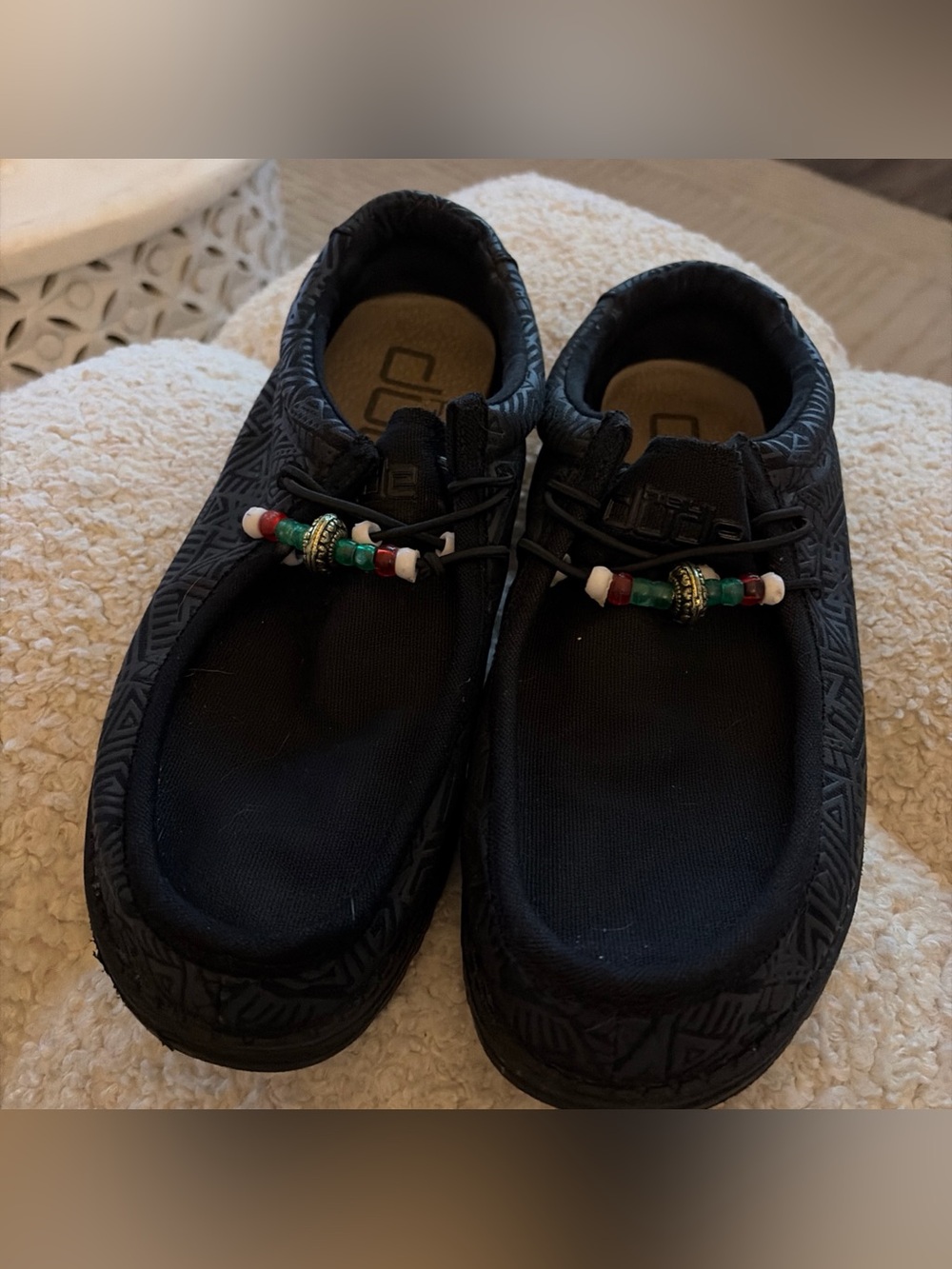 Hey Dude Black Slip-On Loafers with Bead Accent